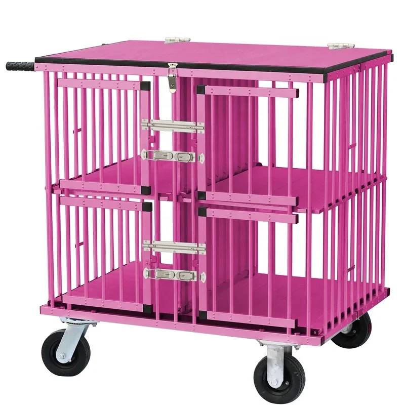 Pet cage trolley aluminum light weight Foldable salon show pet cage trolley Hand push Fashionable Transport pet cage trolley