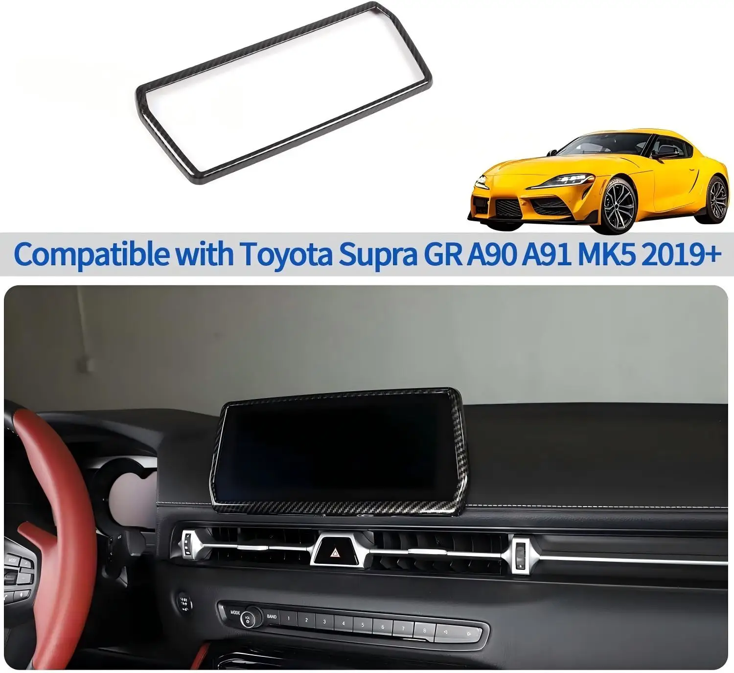 

Carbon Fiber Car Center Dashboard GPS Nagivation Screen Frame Trim Accessories For Toyota GR Supra A90 A91 MK5 2019-2025