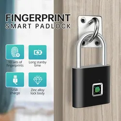 KERUI Keyless USB Charging Fingerprint Lock Smart Padlock Waterproof Door Lock 0.2sec Unlock Portable Anti-theft Padlock Zinc