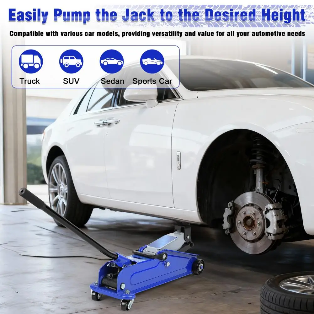 رافعة أرضية 3 طن (6600 رطل)، رافعة سيارة هيدروليكية فولاذية شديدة التحمل، مقبس أرضية سريع الرفع مقاس 52 × 15 سم مع عجلات، نطاق الرفع 5 #3