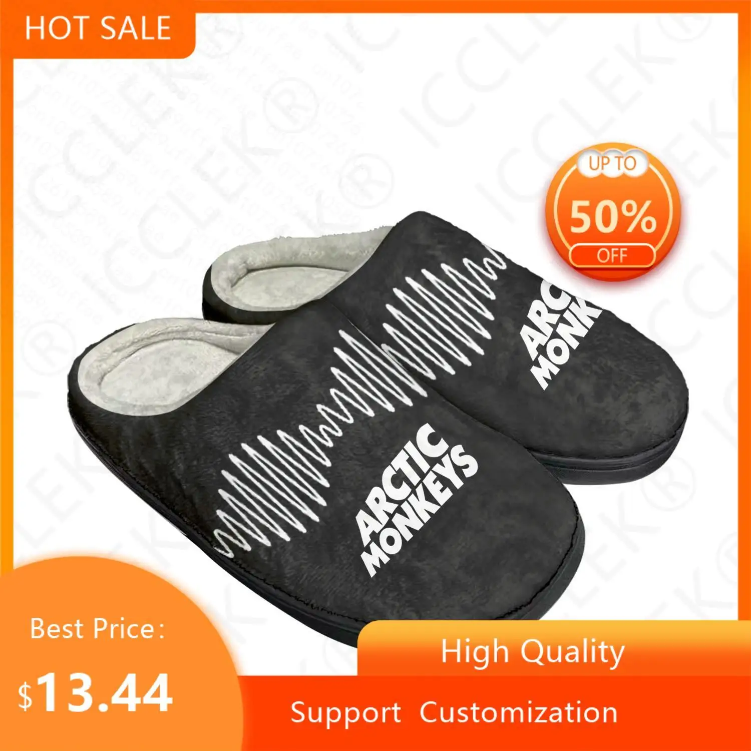 Monyet Arktik Band Rock Pop Sandal Rumah Katun Kustom Sandal Pria Wanita Kamar Tidur Mewah Kasual Sepatu Hangat Sandal Termal