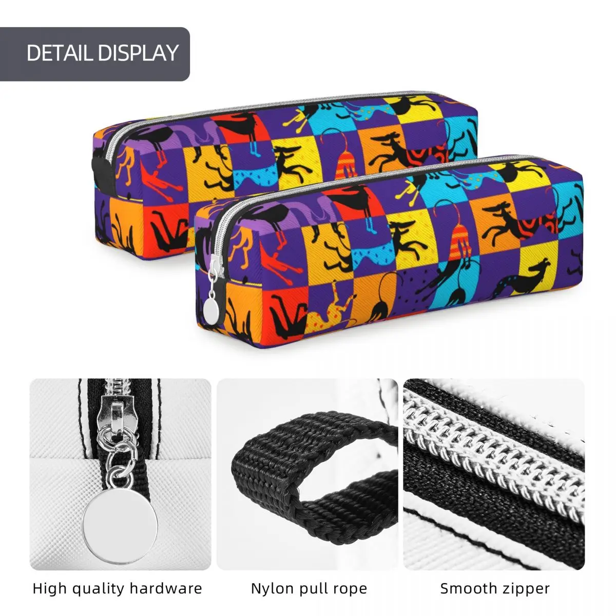 Imagem -05 - Greyhound Dog Pencil Case para Estudantes Pen Box Grande Capacidade Bolsa Pop Art Cães de Animais Papelaria Escolar Presentes para Crianças