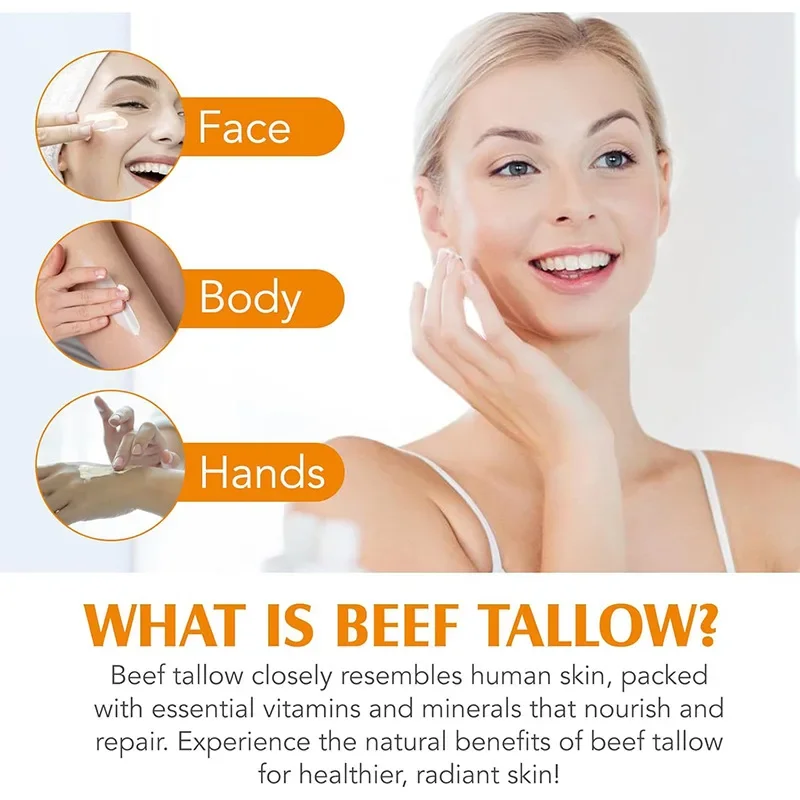 120 g Schlagsahne, langsame Creme, Gesichts- und Körperfeuchtigkeitscreme, 100 % Grass-Fed, reines Rindfleisch, Wachs mit hohem, Honig und Bienen