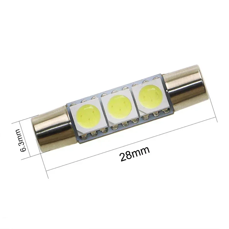 2PCS Festoon LED 28mm 31mm C5W Car LED Interior Light T6 3SMD 5050 Dome Lights Reading License Plate Lights 4300K White