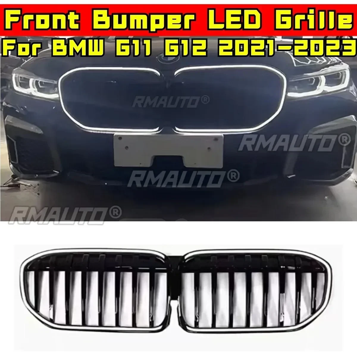 LED Bumper Grill For BMW 7 Series G11 G12 2021-2023 Car Front Racing Grille Exterior Part Front Bumper LED Grill Car Accessories