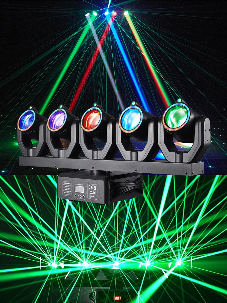180W 5-Kopf Moving Head Beam Light RGBW 4 in 1 mit Rot- und Grünlasern und DMX-Fernbedienung - für Bühne, DJ, Disco, Bar, Club, KTV, Hochzeit und Live-Events