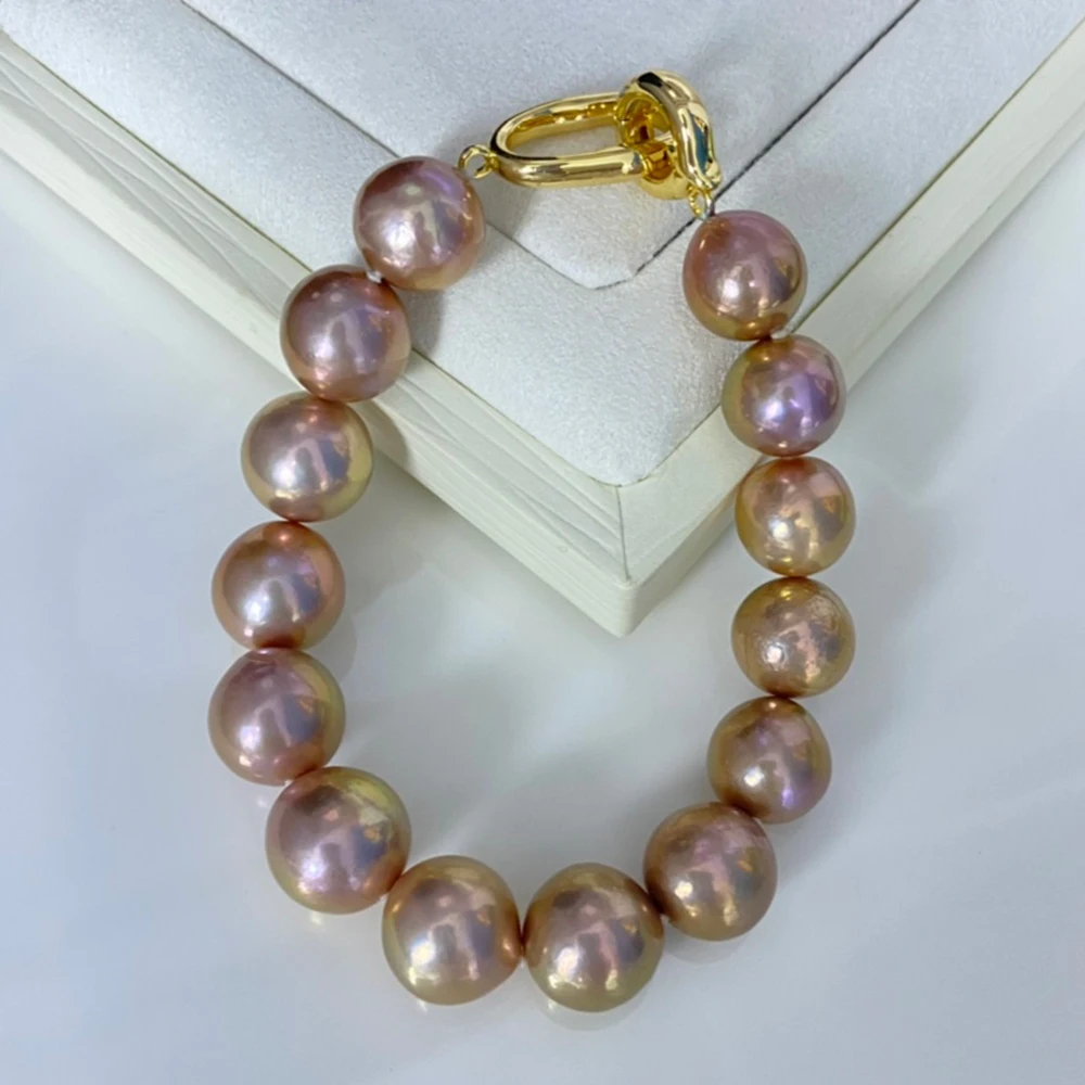 Extremely Rare Metallic Color Natural Baroque Pearl Bracelet 10-11mm Chocolate Color Real Pearl Bead Bracelet Women Fine Jewelry