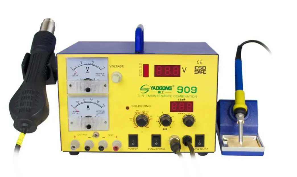 909 hot air soldering station stabilized power supply 15V iron three in one digital display constant temperature desoldering