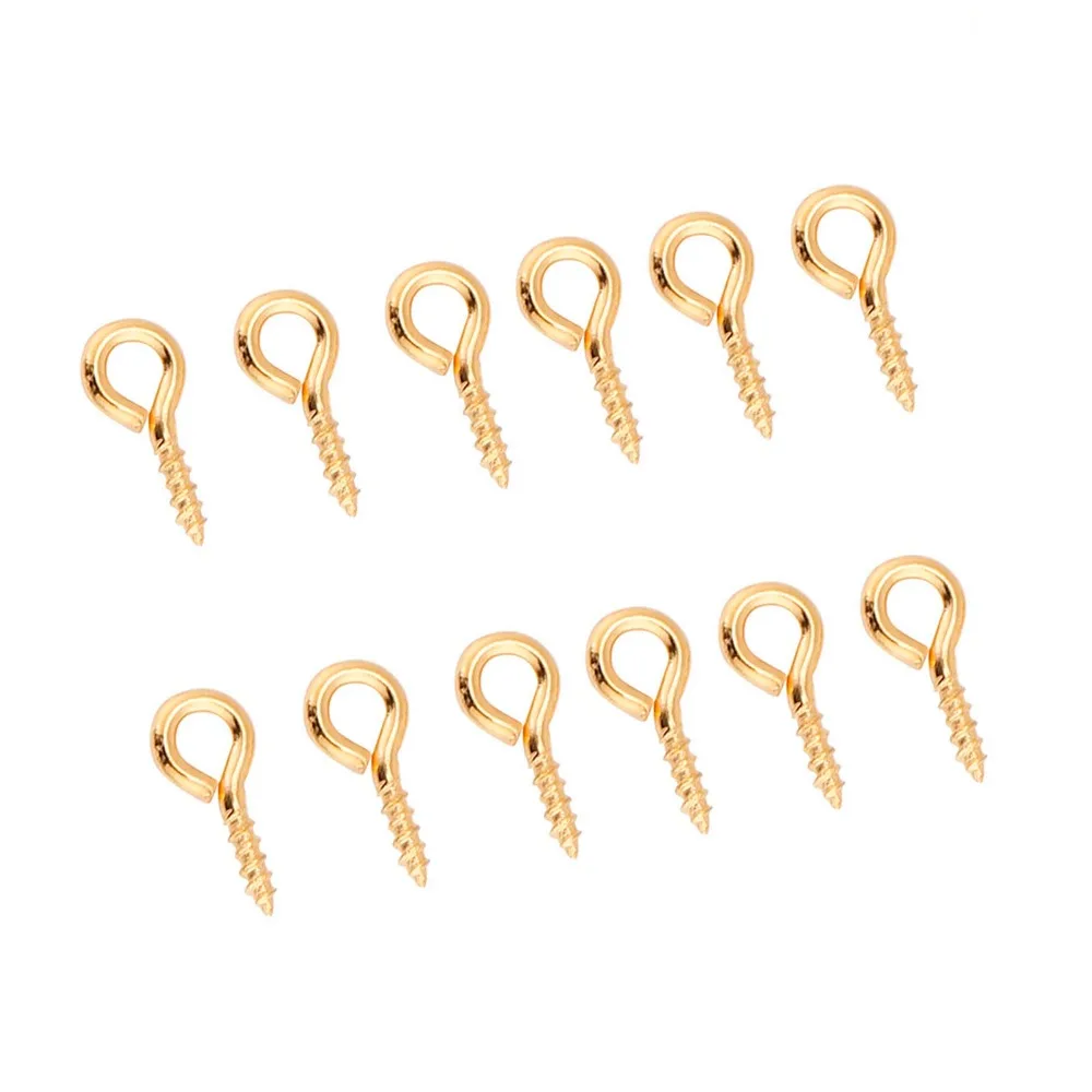 200Pcs Multipurpose Alloy Screw Eye Hooks Different Colors 0.4 * 0.8cm Jewelry Findings Threaded Bails Jewelry Making
