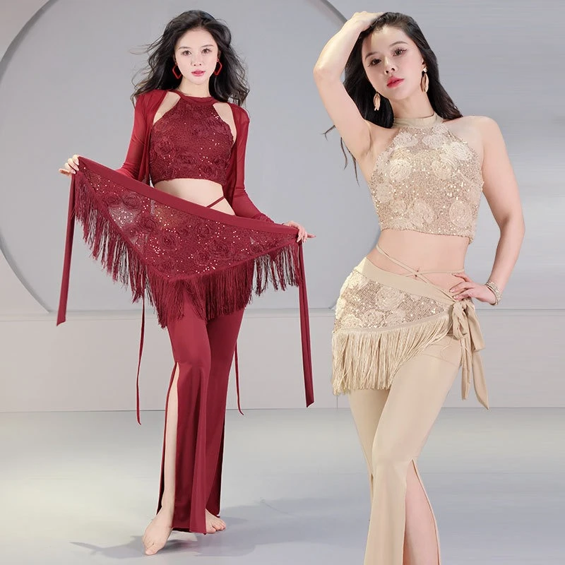 Fata sexy paillettes fiore 3D vestito di danza del ventre danza orientale pratica performance gruppo usura