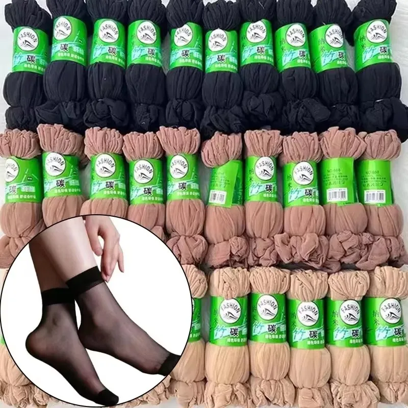 10/20/30/40 Paar Damensocken, weiche Socken für Damen, Sommer, ultradünn, atmungsaktiv, lässig, leicht, transparente Seidensocken für Damen