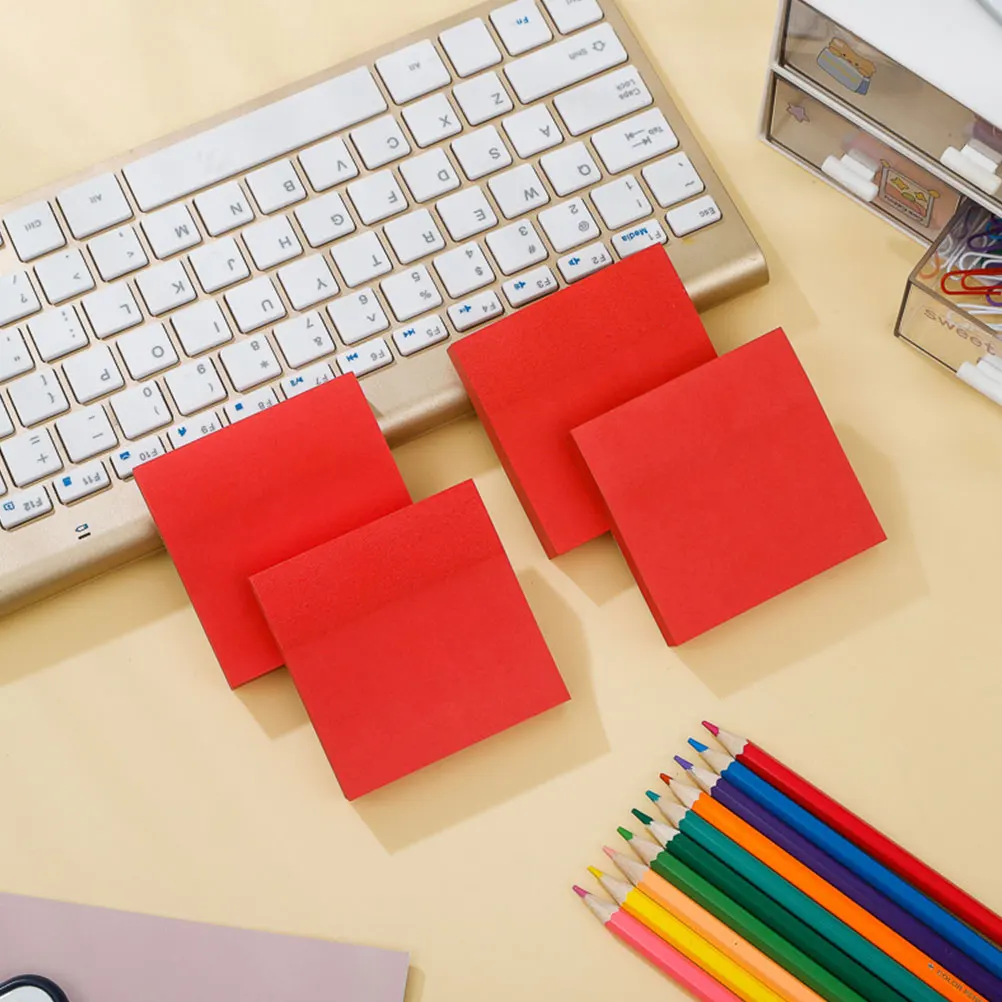 

8 Pads Red Square Large Writing Space Strong Adhesive Desk Classroom Supplies Mini Notepads Kids Colored Memo