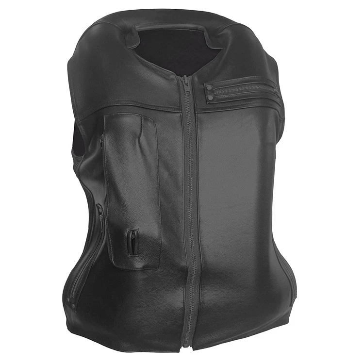 

Black cowhide vest, airbag vest, leather anti-drop riding equipment, locomotive airbag suit