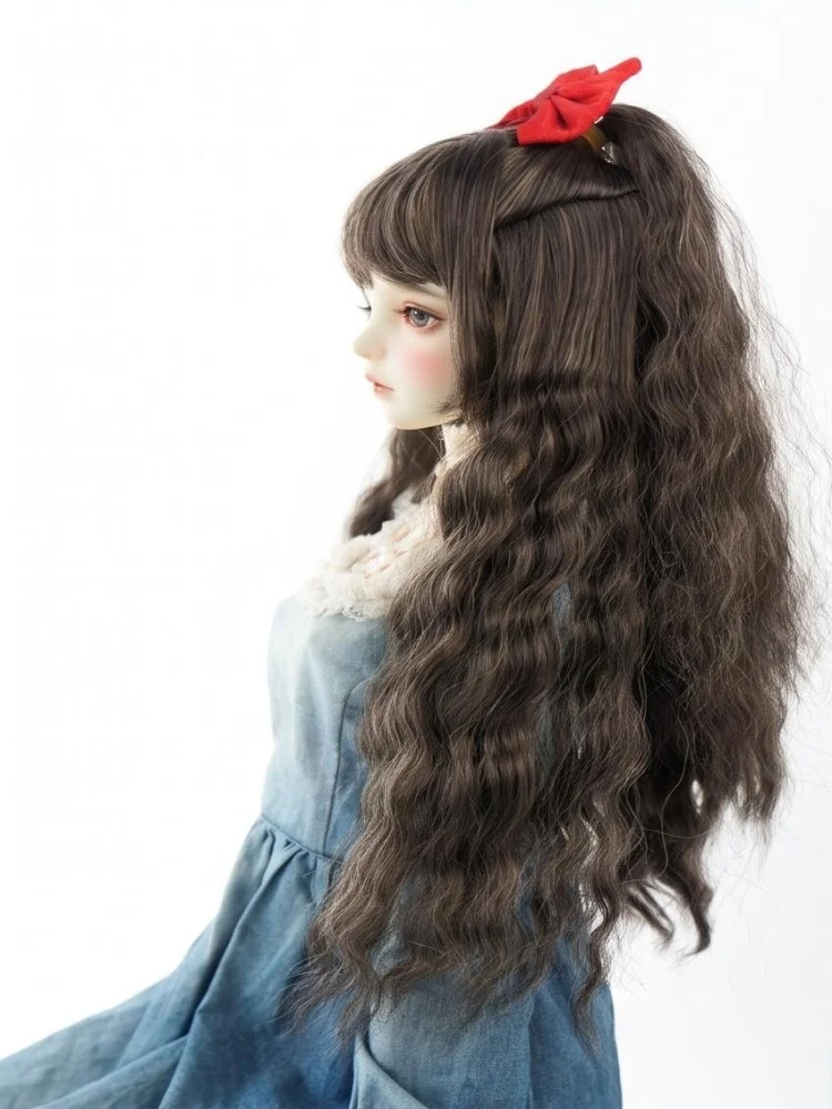 1/6 1/4 1/3 JD897 Half-up High Ponytail With Half-Yaki  Wavy Soft Silk Synthetic Mohair BJD Wigs YOSD MSD SD DOD Doll Hair