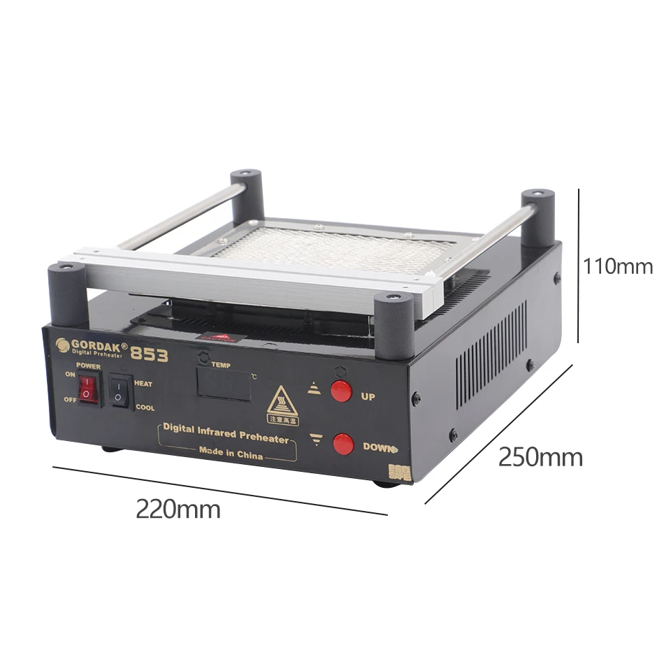 BGA Bottom Heating Temperature Control Rework Station Gordak 853 IR Preheater Station Lead Free Infrared Preheating Station