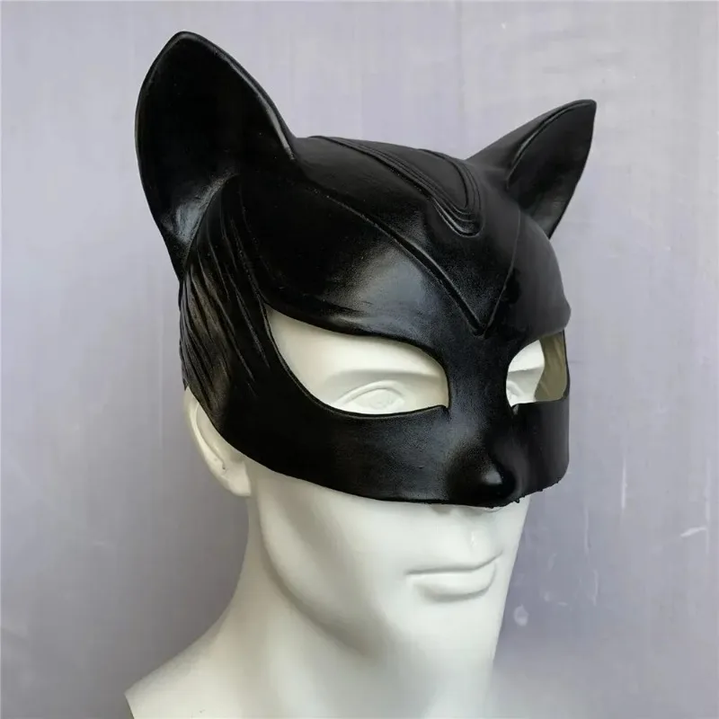 1pc feminino máscara de gato preto máscara de látex halloween night club cocktail clube cosplay acessórios traje adereços