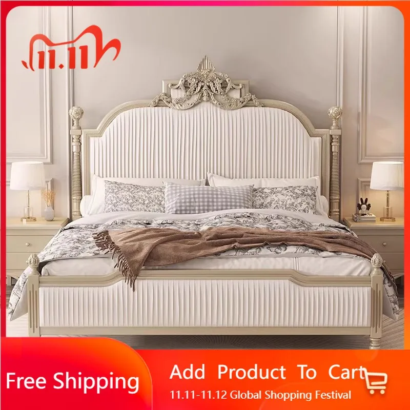 

Массажная кровать для спальни принцессы, роскошная деревянная кровать с каркасом для спальни для девочек, кожаная кровать для сна Letto Matrimoniale Lounge Suite, мебель