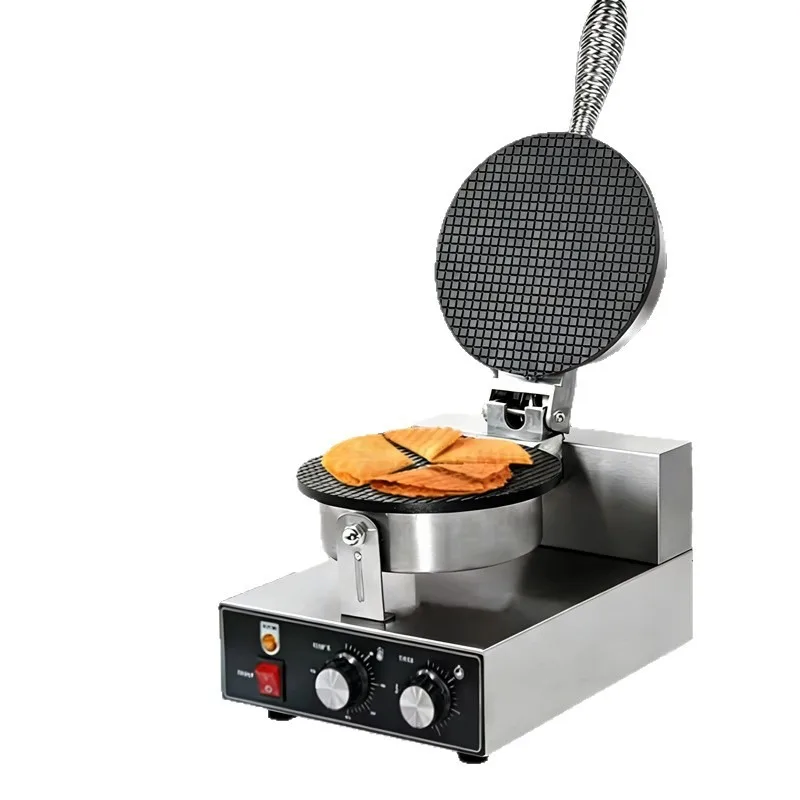 Double‑Head Round Electric Waffle Cone Maker Commercial Crispy Egg Roll Machine Snack Food Processing Equipment