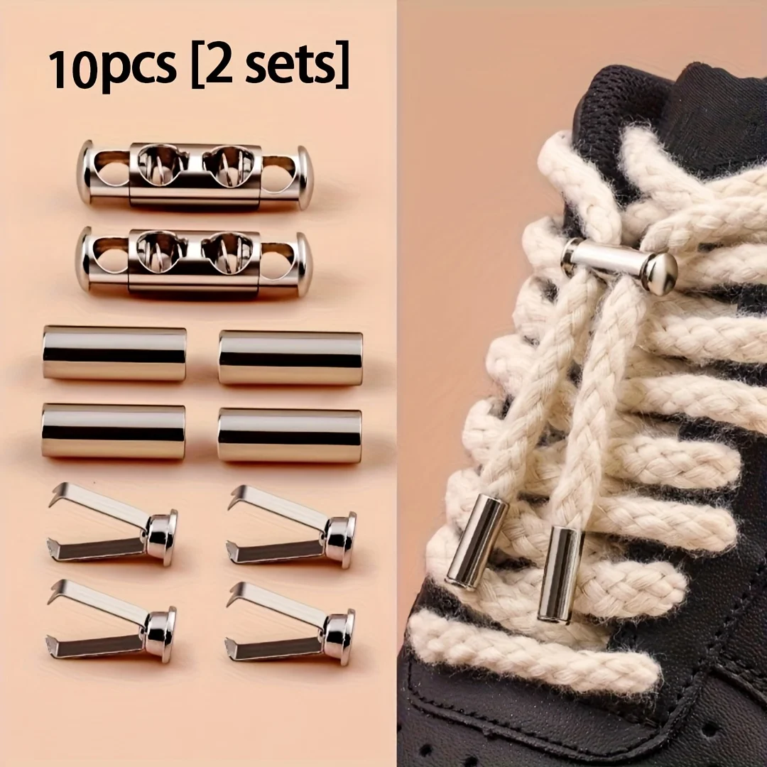 10Pcs/2set Spring Buckle No Lace Rope Lock - No Installation, for Shoelaces, Hoodies, Jackets, Pants and Cable Finishing