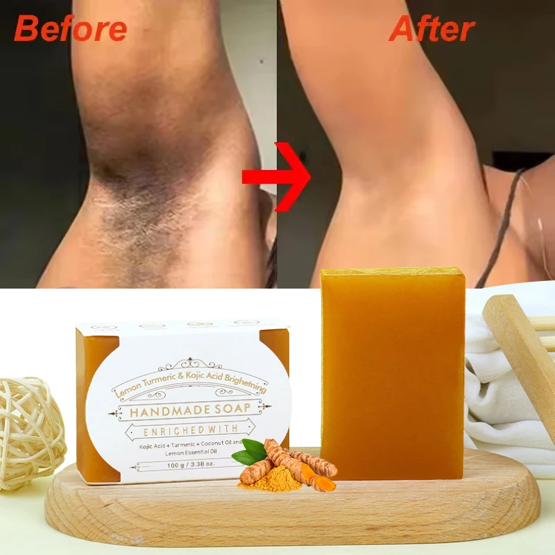 

100g Turmeric & Kojic Acid Soap, Whitening, Moisturizing Skin, Handmade Soap For Face & Body, Dark Spot & Improve Acne