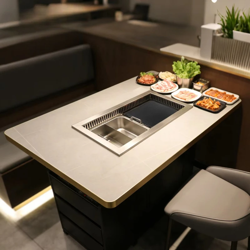 

L Commercial smokeless hot pot barbecue table