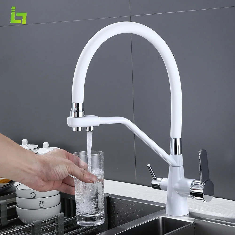 

Очистка воды, кухонный смеситель, вращающийся на горячую и холодную воду, выдвижной смеситель для раковины из латунного материала, кран для питья и мытья