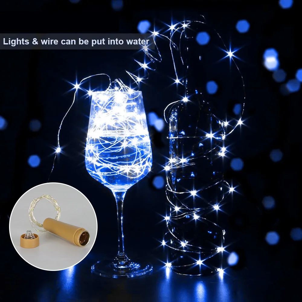12Pcs/Lot Wine Bottle Light LED Cork String Lights Battery Operated Silver Wire Fairy Lights For Party Xmas Wedding Table Decor