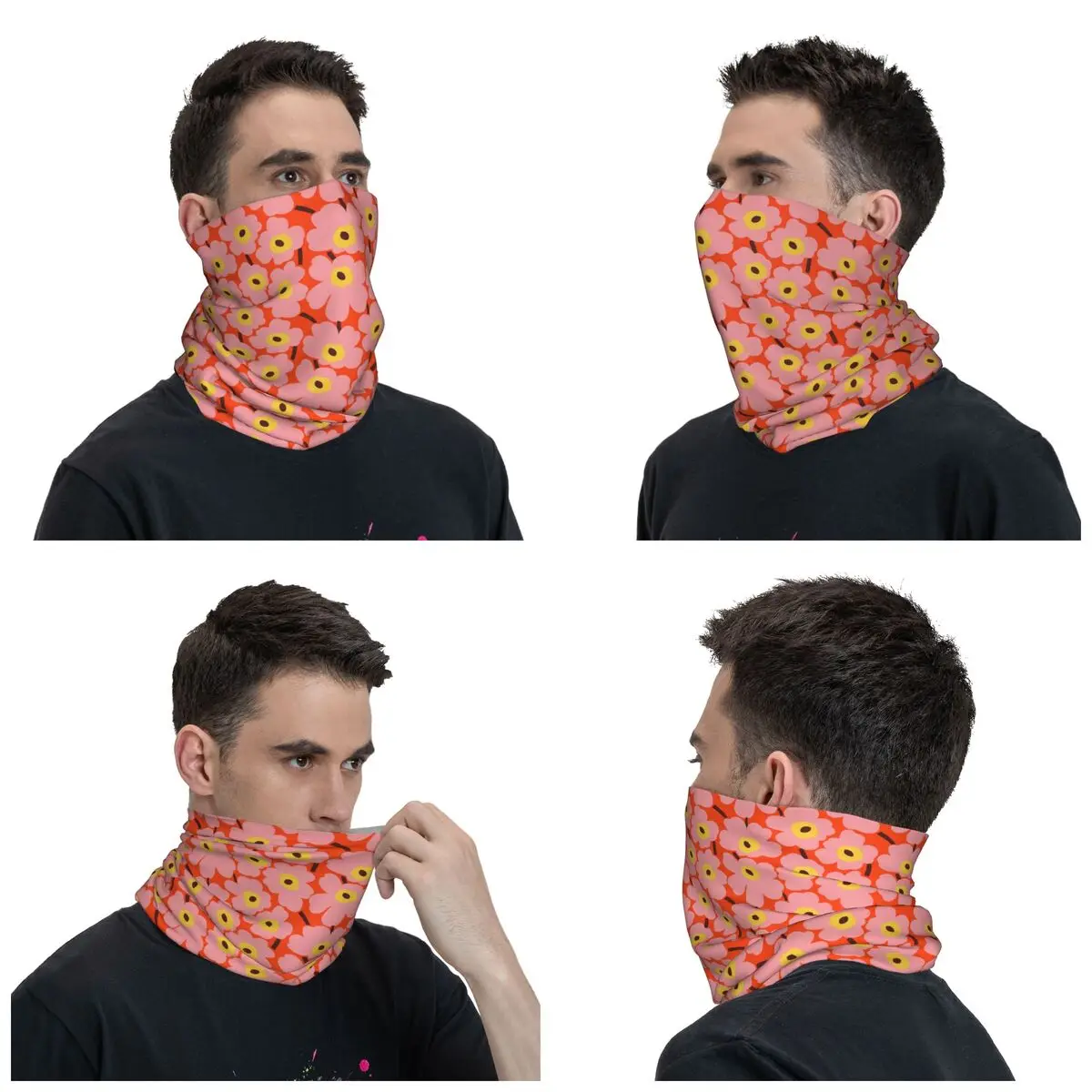 Custom Colorful Flower Floral Little Poppy Bandana Neck Warmer Women Men Winter Ski Tube Scarf Gaiter Face Cover