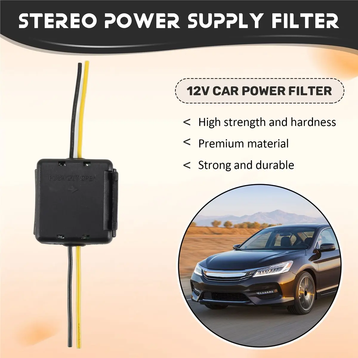 

(A23G) Car Power Filter 12V Stereo Power Supply Filter Audio Noise Reducer, for Equalizers Amplifiers
