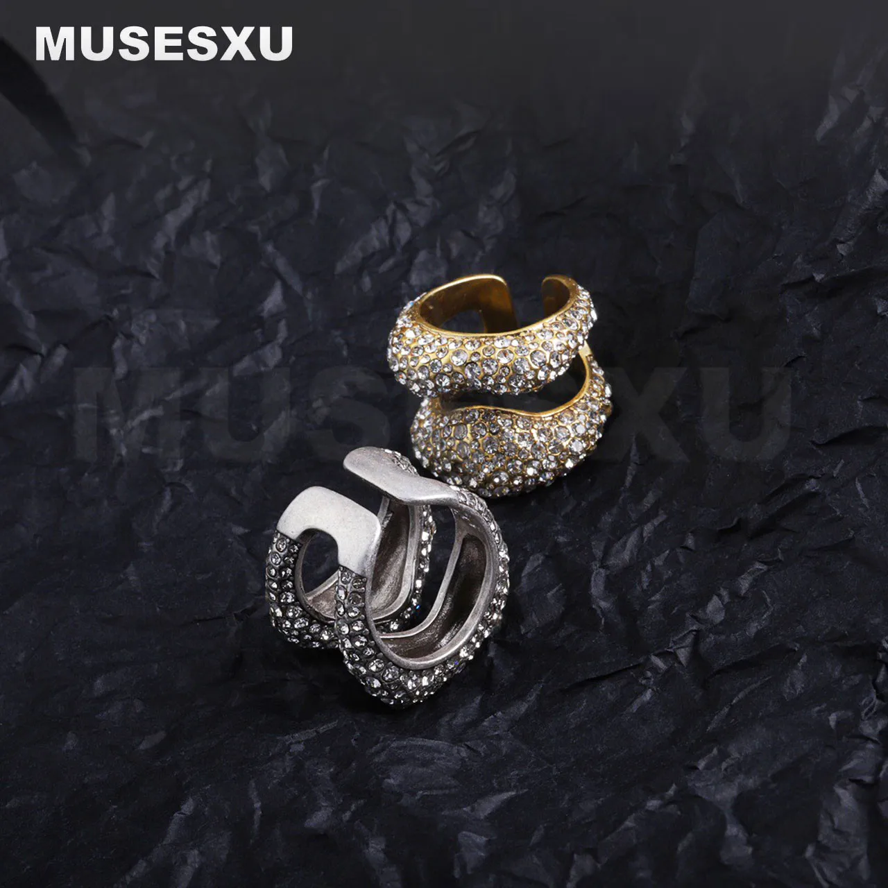 

New Style Jewelry & Accessories Luxury Brand Inlaid Zirconia Geometric Shaped Open Ring For Women's & Man's Party Gifts