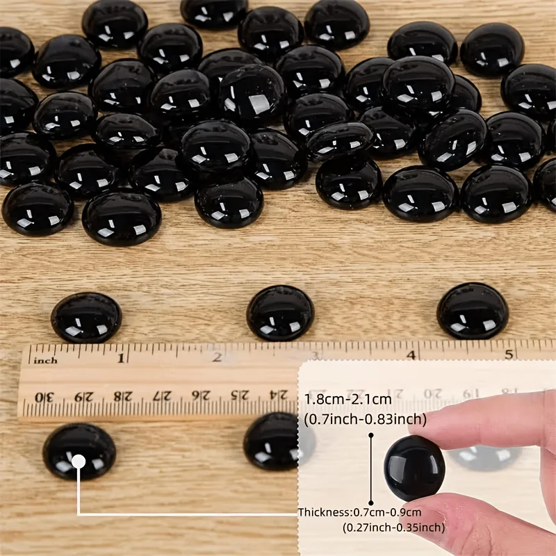 Black Glass Bead, Decorative Glass Pebbles, Stones Bead Rounded Gems, Vase Filler, Fire Artificial Crystal Gemstones for Aquariu