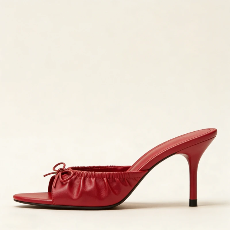 

Bow Fashion Elegant Heels Sandals Women 2026 Summer Sweet Slides Open Toe Comfortable Casual Slippers Ladies Sandalias De Mujer