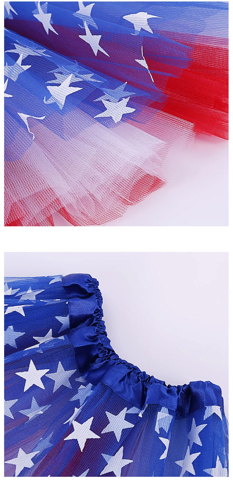 เด็ก American Flag สามชั้น Tutu กระโปรง Pentagram Star Party ชุดเวทีฮาโลวีนเครื่องแต่งกายอีสเตอร์คอสเพลย์