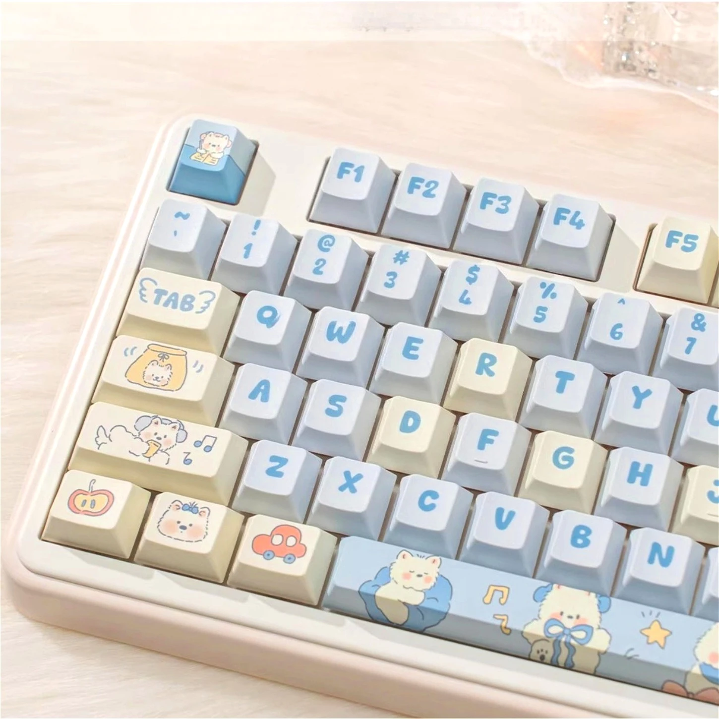 

Blue Western Highland Dog Theme Cherry Keycap Kit PBT 131 Key Compatible with 60/64/84/98/108 Mechanical Keyboard