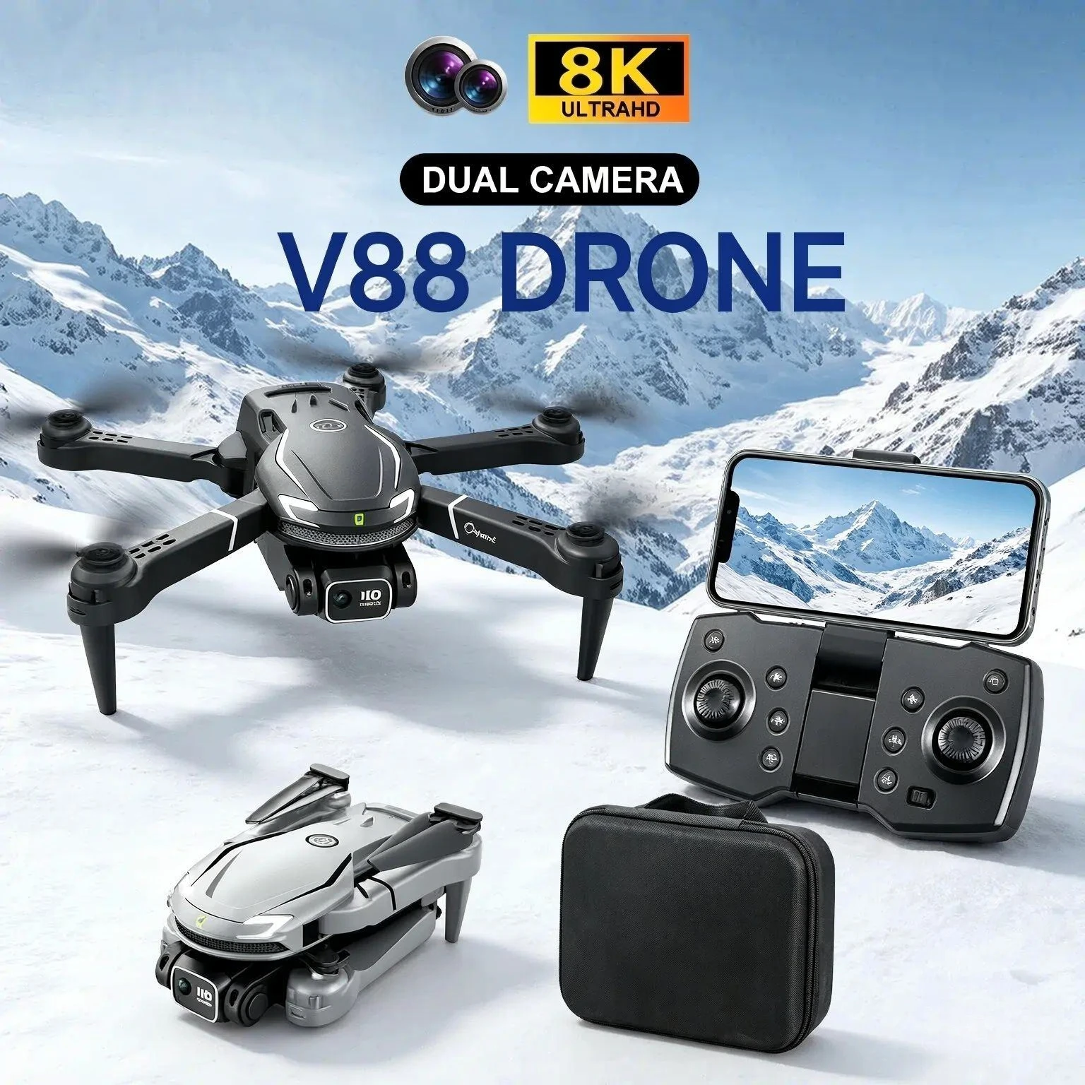 Drone Rc Foldable - Оригинальный складной дрон V88 с GPS,