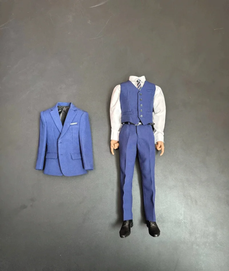 

1/6 Soldier Clothes Suit Coat Pants Shirt Vest Shoes Set Model for 12'' Figure