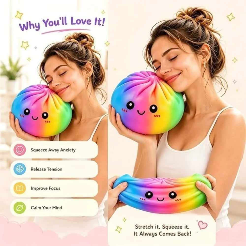 16cm Extra Large Big Dumplings Squeeze Glitter with Steamer Steamed Bun Squeeze Pinch Le Soft Fidget