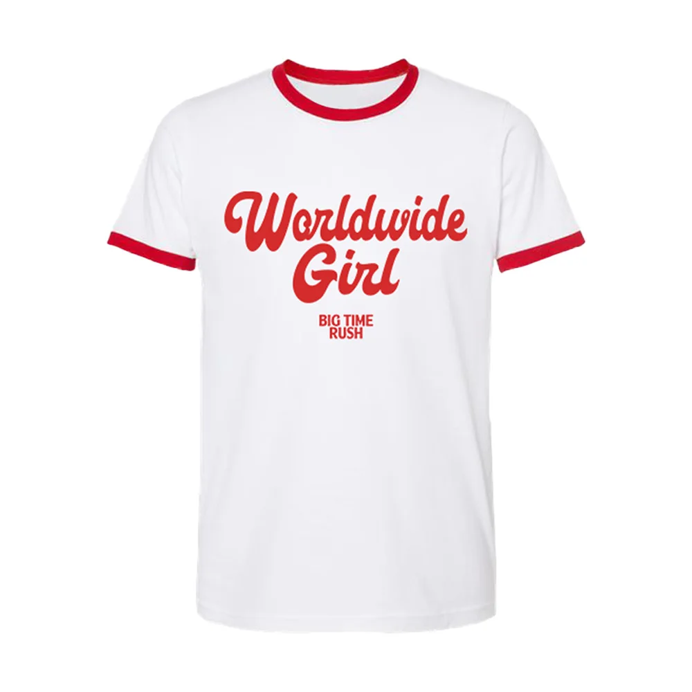 Camiseta BTR Worldwide para chica, camiseta con estampado gráfico de Big Time Rush, camiseta de verano con cuello redondo y manga corta, camisetas holgadas para hombre y mujer Y2K