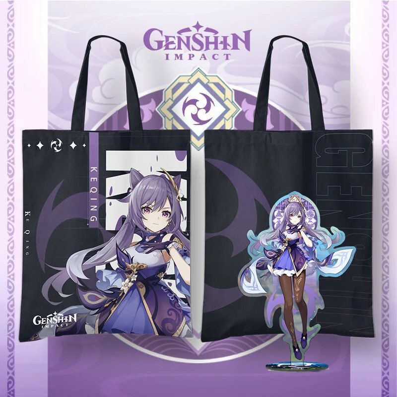 

New Game Genshin Impact Anime Peripheral HUTAO Pocket KEQING GANYU Canvas Student Satchel Beelzebul Gift