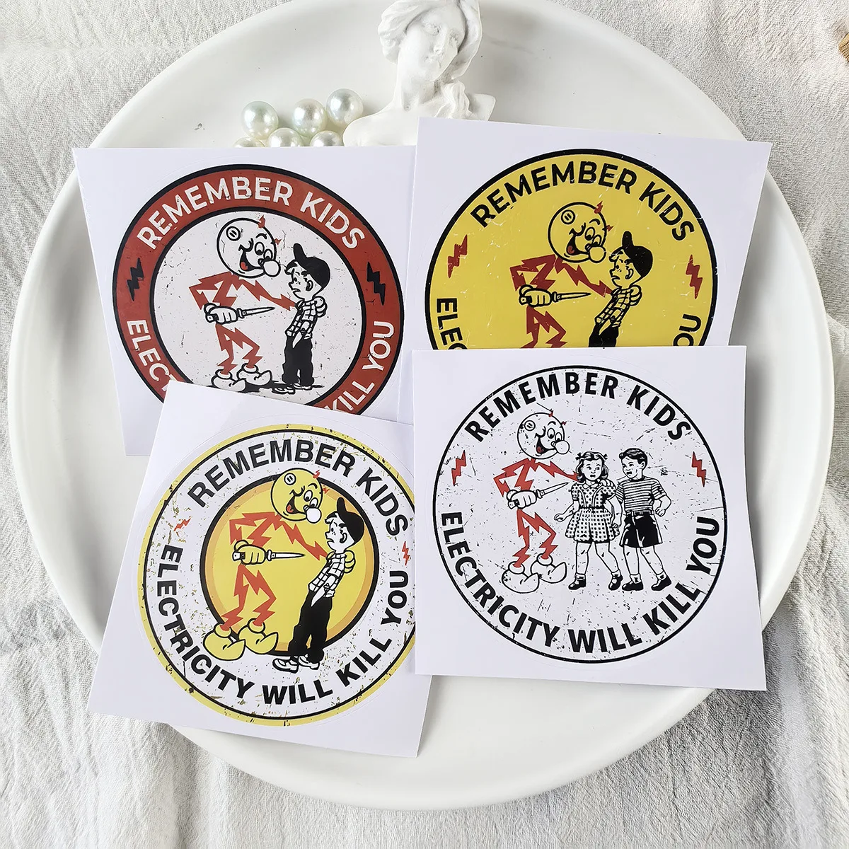 5PCS Children's Safety Warning Stickers Fun Reminder Labels Safety Cap Distribution Box Cross-Border Warning Notes