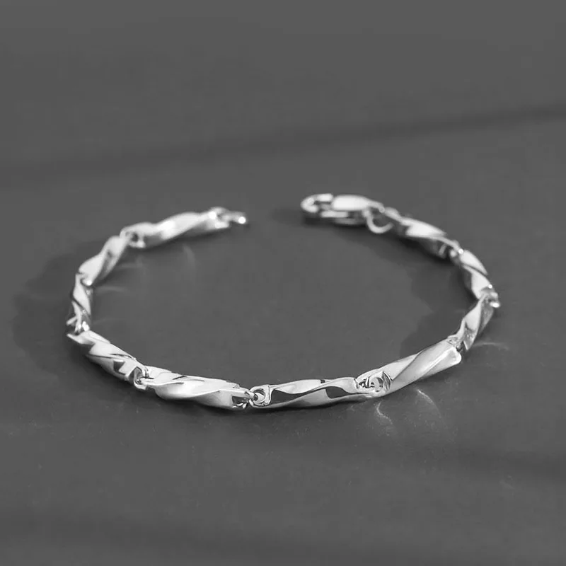 

925 Silver Mobius Male Tide Bracelet Simple Ins Fashion Punk Wind Hip Hop Temperament