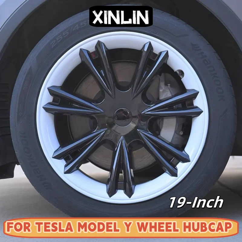

4PCS HubCap 19 Inch Wheel Caps Automobile Performance Replacement Hub Cap Full Rim Cover Accessories For Tesla Model Y 2020-2024
