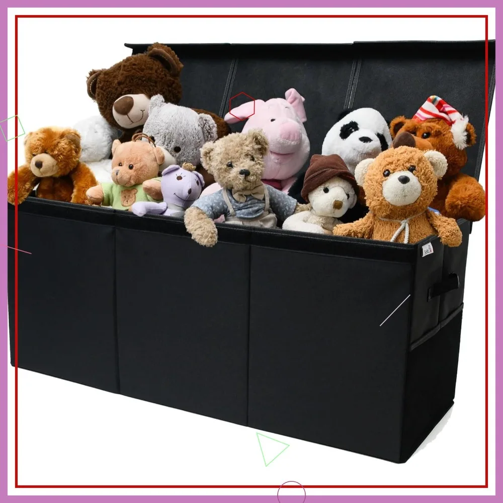 

Extra Large Collapsible Toy Storage Box with Lid - 37x16x14 Organizer for Kids Room Playroom