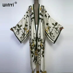 WINYI Bohemian Printed Bikini Cover-ups Elegant Kimono blog holiday party Dress Women free Size Beach Wear Swim Suit Cover Up