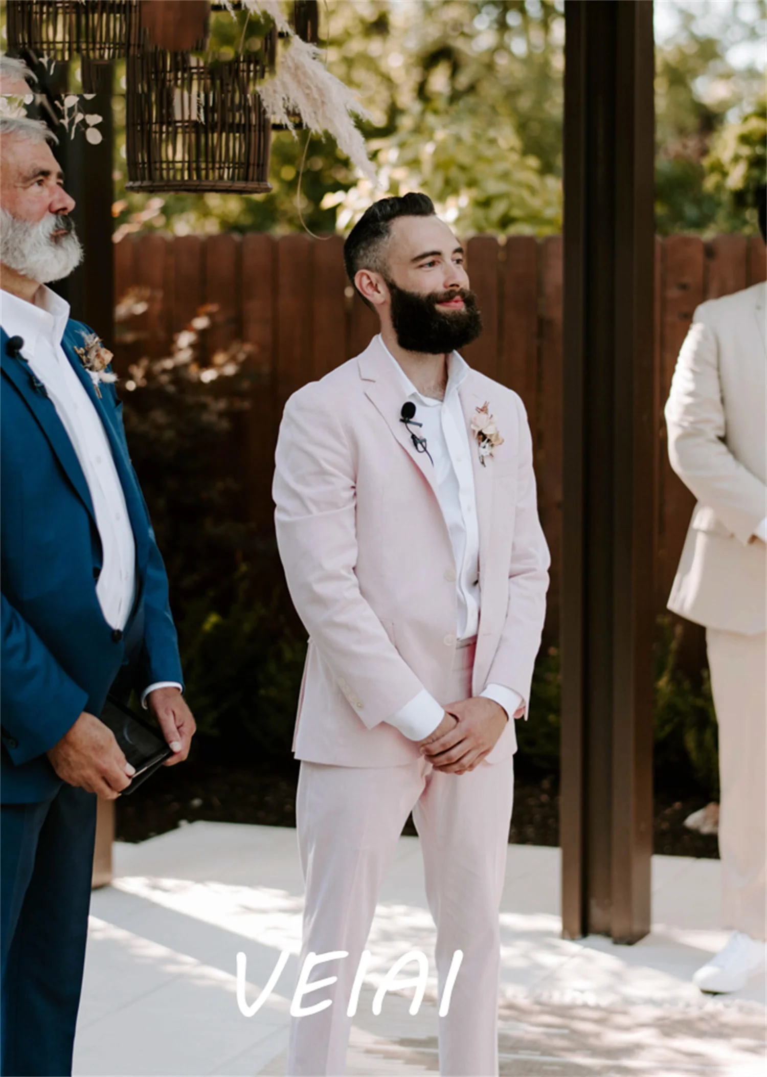 

CustomizedLight Pink Men Suits 2 Pieces Notched Lapel Single Breasted Side Back Vent Blazer Jacket Tuxedos Groom Wedding Suit Co