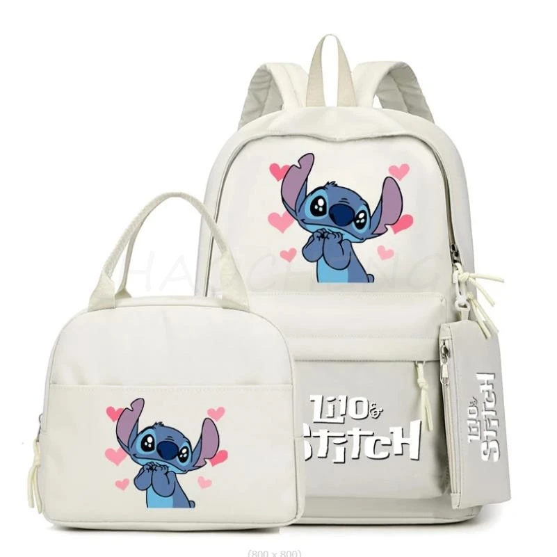 3Pcs/set MINISO Disney Stitch Backpack Student Back to School Teenage Lunch Bags for Children\'s Schoolbag Large Travel Backpack