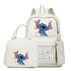 3Pcs/set MINISO Disney Stitch Backpack Student Back to School Teenage Lunch Bags for Children's Schoolbag Large Travel Backpack