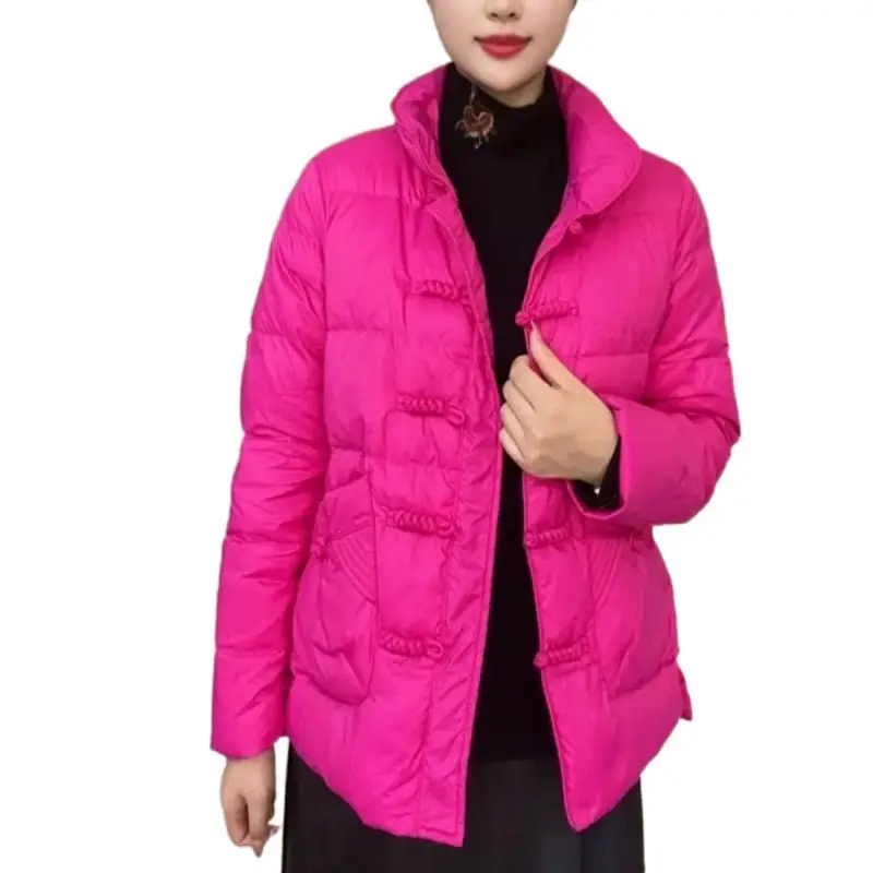 Women  Winter  Hooded  New  Down Jacket  Short  Retro  Lightweight  Warm  Casual  Elegant  Pocket  Design  Fashion  New Chinese