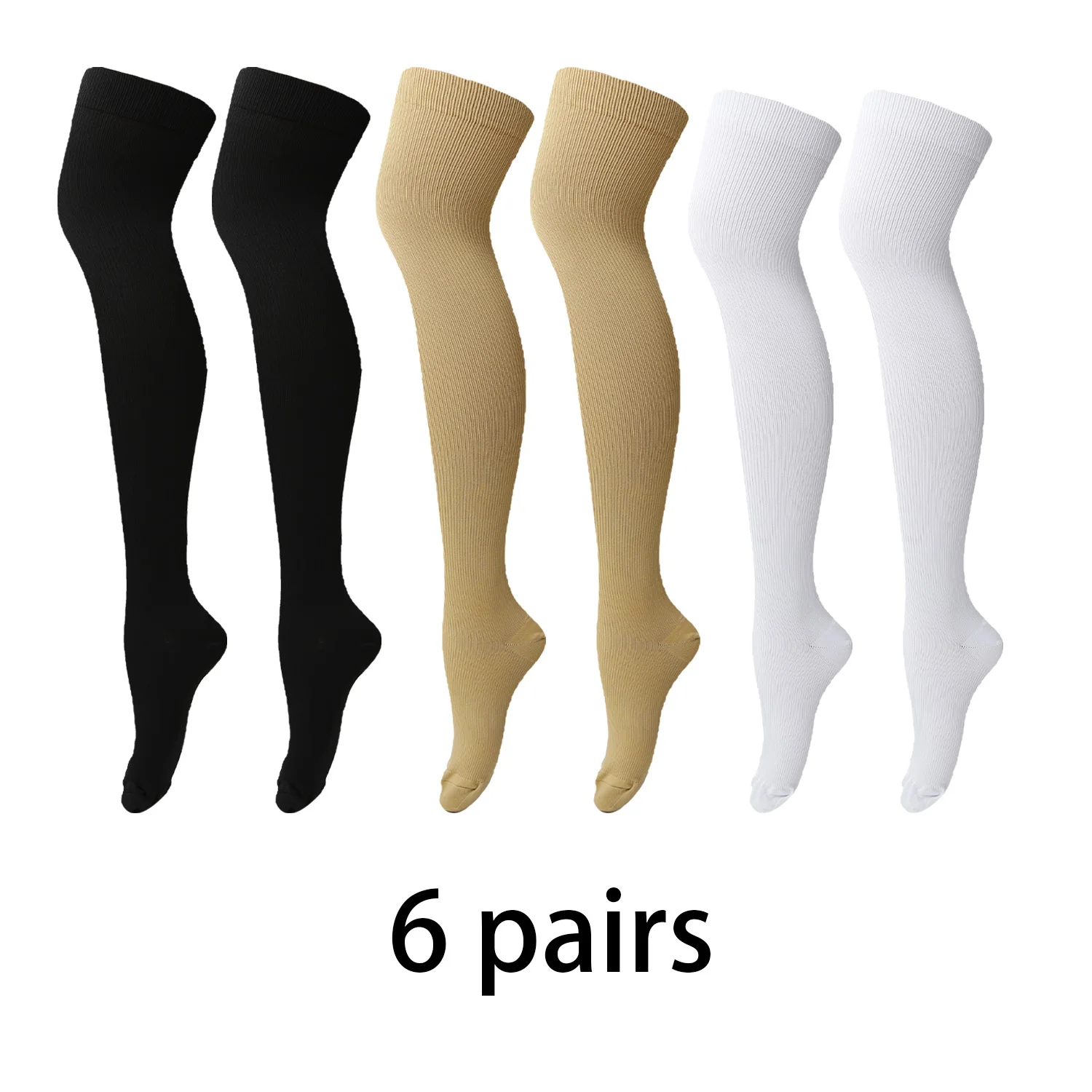 Multiple pairs of Amazon compression socks, outdoor knee high pressure socks, elastic socks, long tube sports, running, cycling