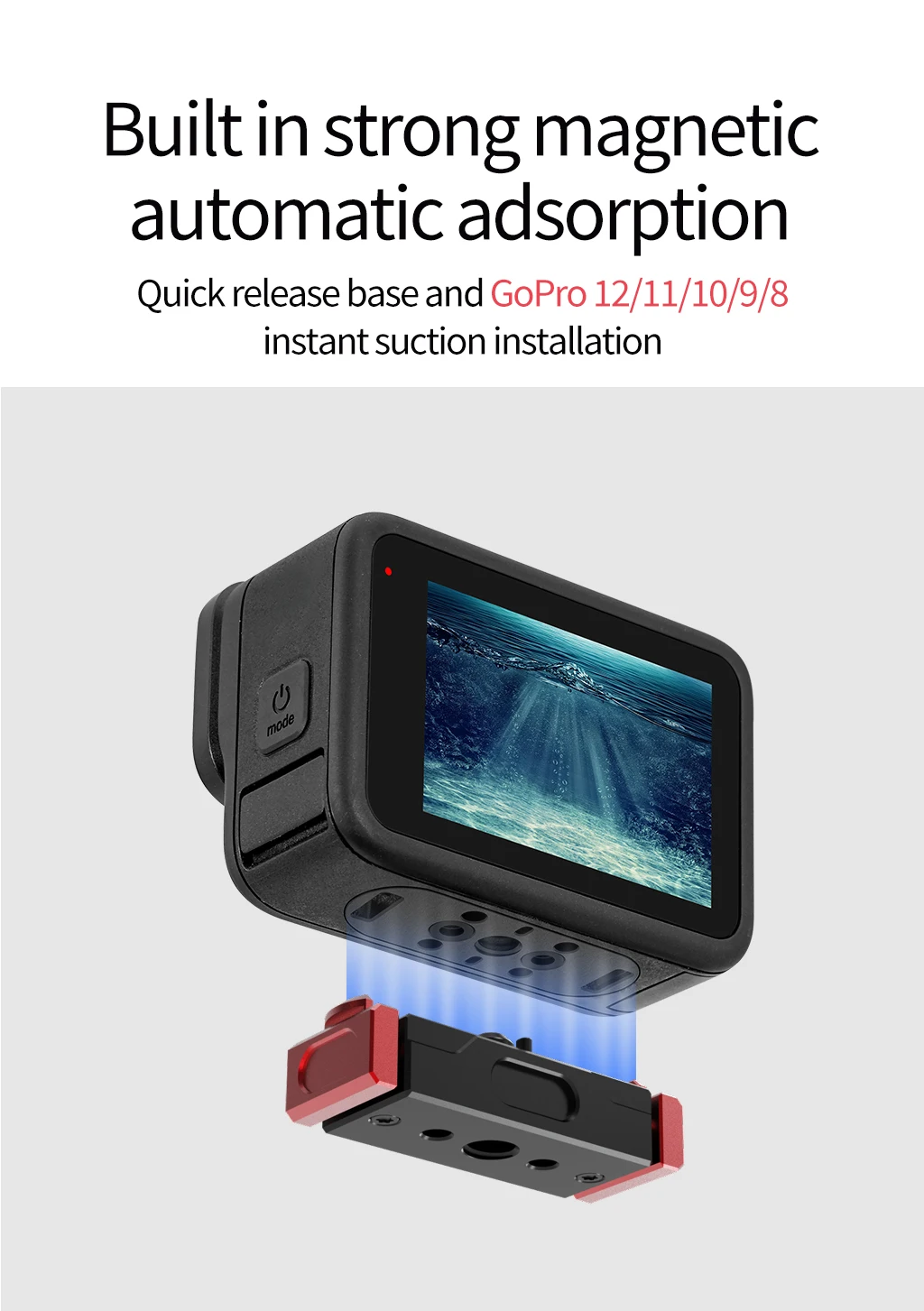 Für GoPro Ersatz-Magnetfuß-Kit, Aluminium, Schnellspanner, 360° ° Dämpfende Stativhalterung für Hero 12/11/10/9/8 Max Action-Kamera – Detail 5